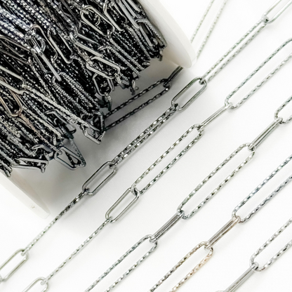 V3BR. Black Rhodium 925 Sterling Silver Paperclip Chain