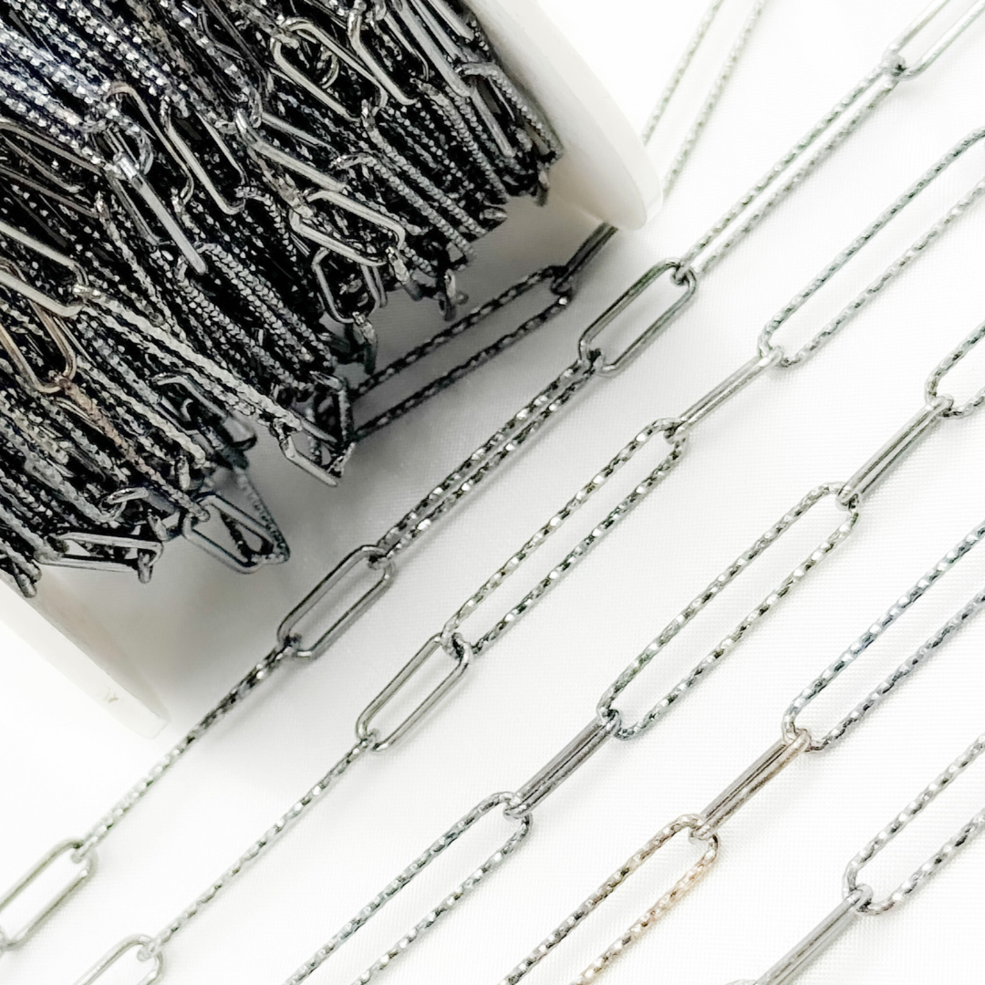 V3BR. Black Rhodium 925 Sterling Silver Paperclip Chain