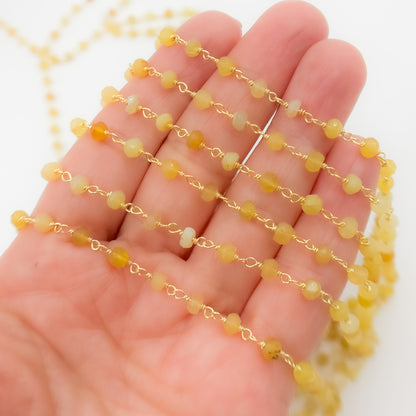 Gold Plated Sterling Silver Yellow Opal Wire Chain