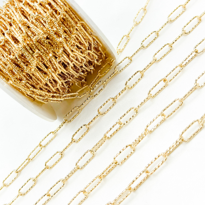V9GP. Gold Plated 925 Sterling Silver Diamond Cut Paperclip Chain