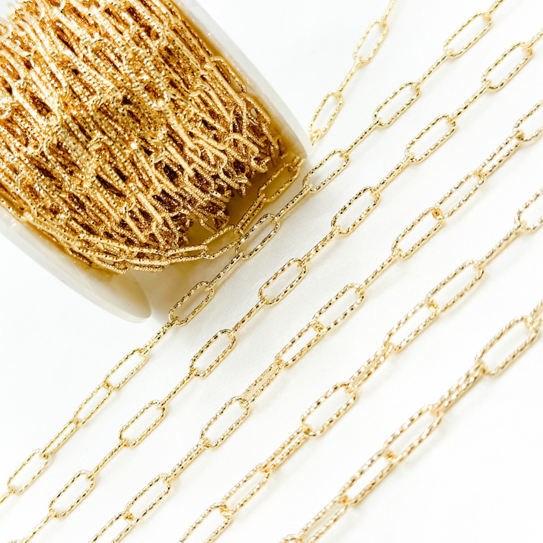 V9GP. Gold Plated 925 Sterling Silver Diamond Cut Paperclip Chain