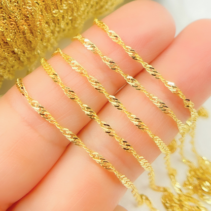 14K Solid Yellow Gold Wheat Chain