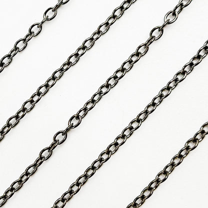 Black Rhodium Sterling Silver Smooth Oval Link Chain