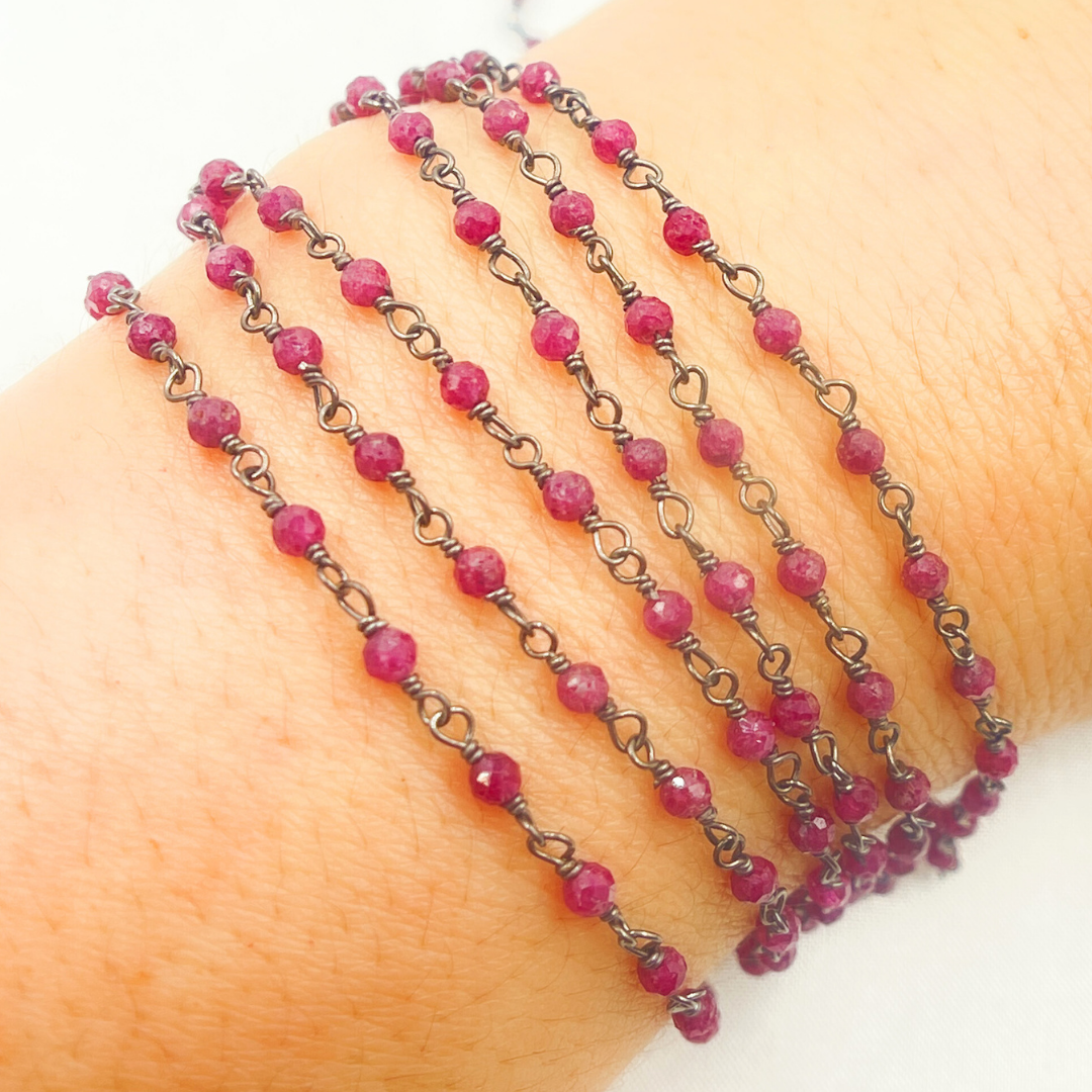 Dyed Ruby Wire Wrap Chain
