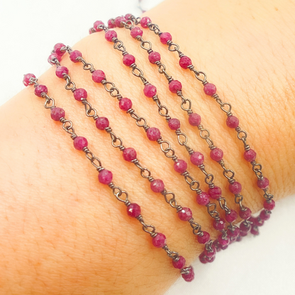Dyed Ruby Wire Wrap Chain