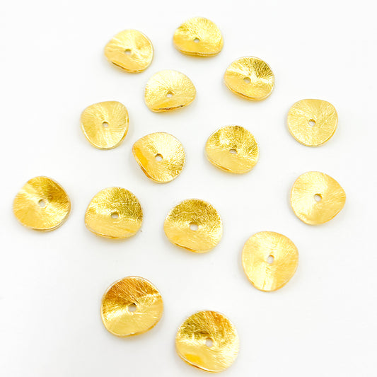 10MM Gold-plated Sterling Silver Brushed Disc Spacer Beads