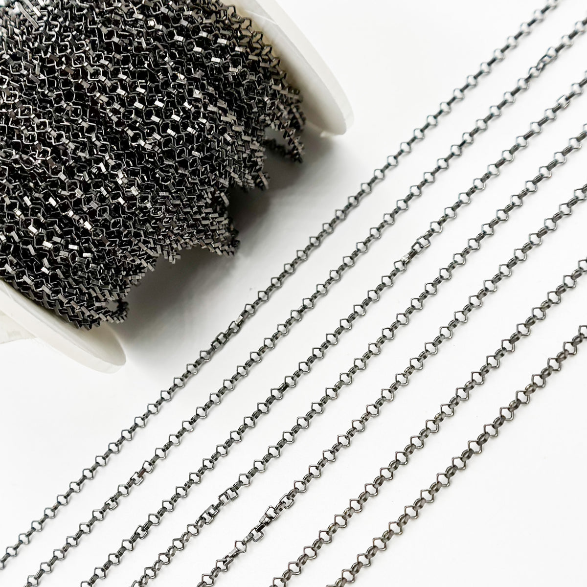 Black Rhodium Sterling Silver Diamond Shape Link Chain