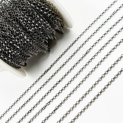 Black Rhodium Sterling Silver Diamond Shape Link Chain
