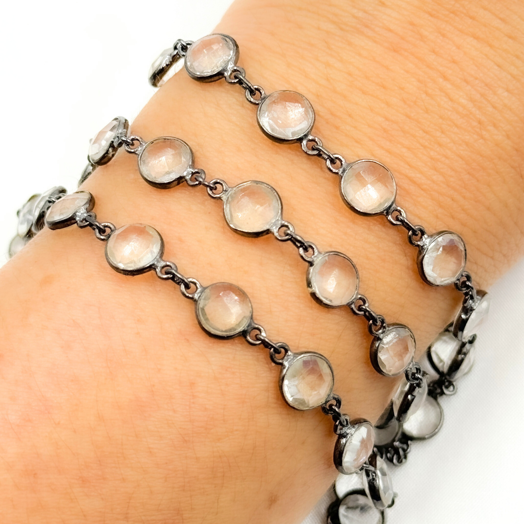 Crystal Round Shape Bezel Oxidized Wire Chain. CR1