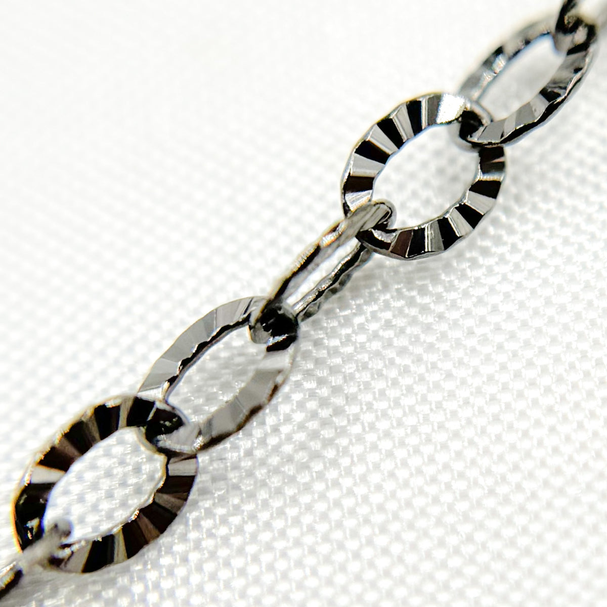  Black Rhodium Sterling Silver Diamond Cut Cable Chain