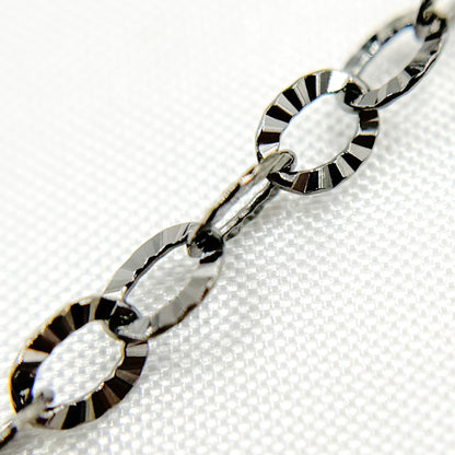  Black Rhodium Sterling Silver Diamond Cut Cable Chain
