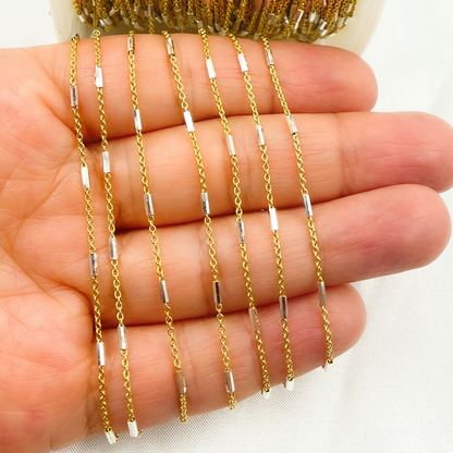 Sterling Silver Gold Plated Chain With Silver Tube