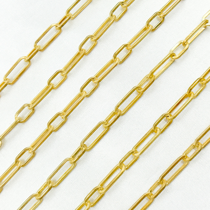 V149GPM. Gold Plated Matt 925 Sterling Silver Flat Long & Short Link Chain
