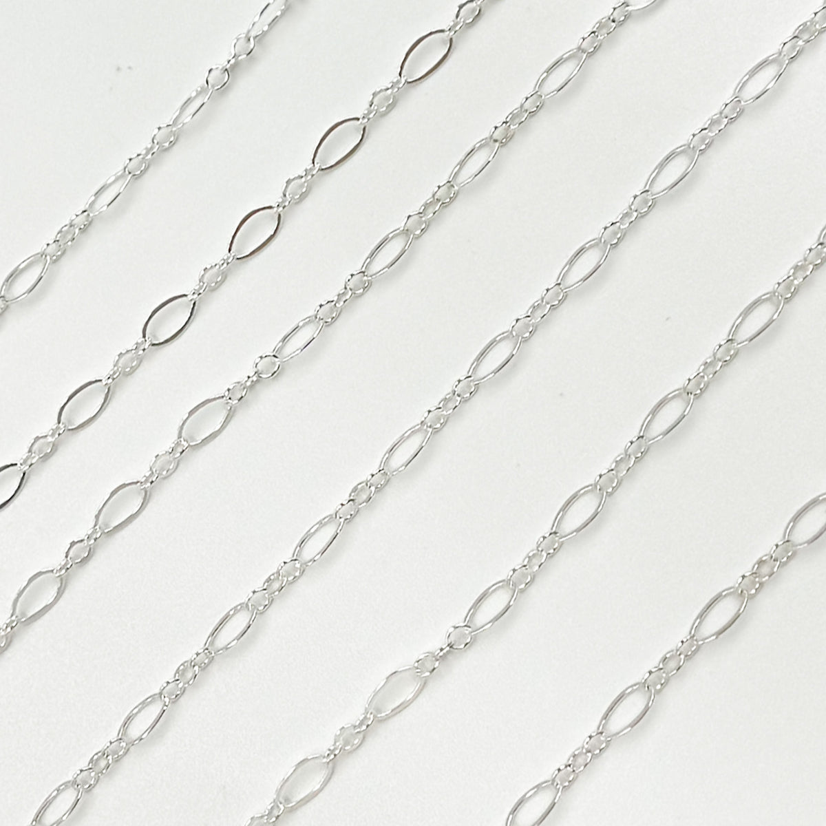 Sterling Silver Long and Short Flat Oval Link Chain