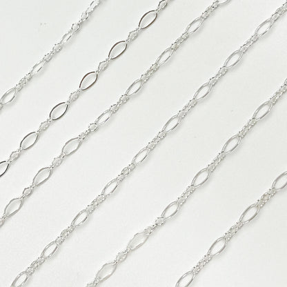 Sterling Silver Long and Short Flat Oval Link Chain