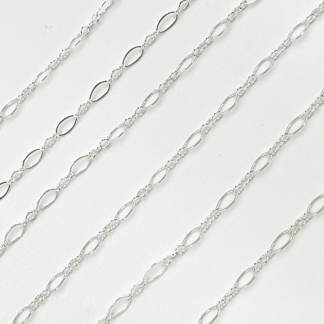 716FSS. Sterling Silver Long and Short Flat Oval Link Chain