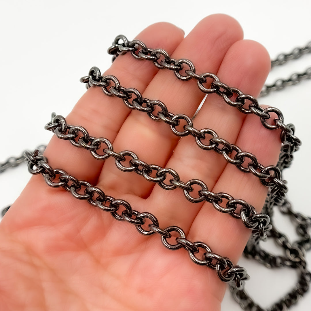 Black Rhodium Sterling Silver Cable Chain