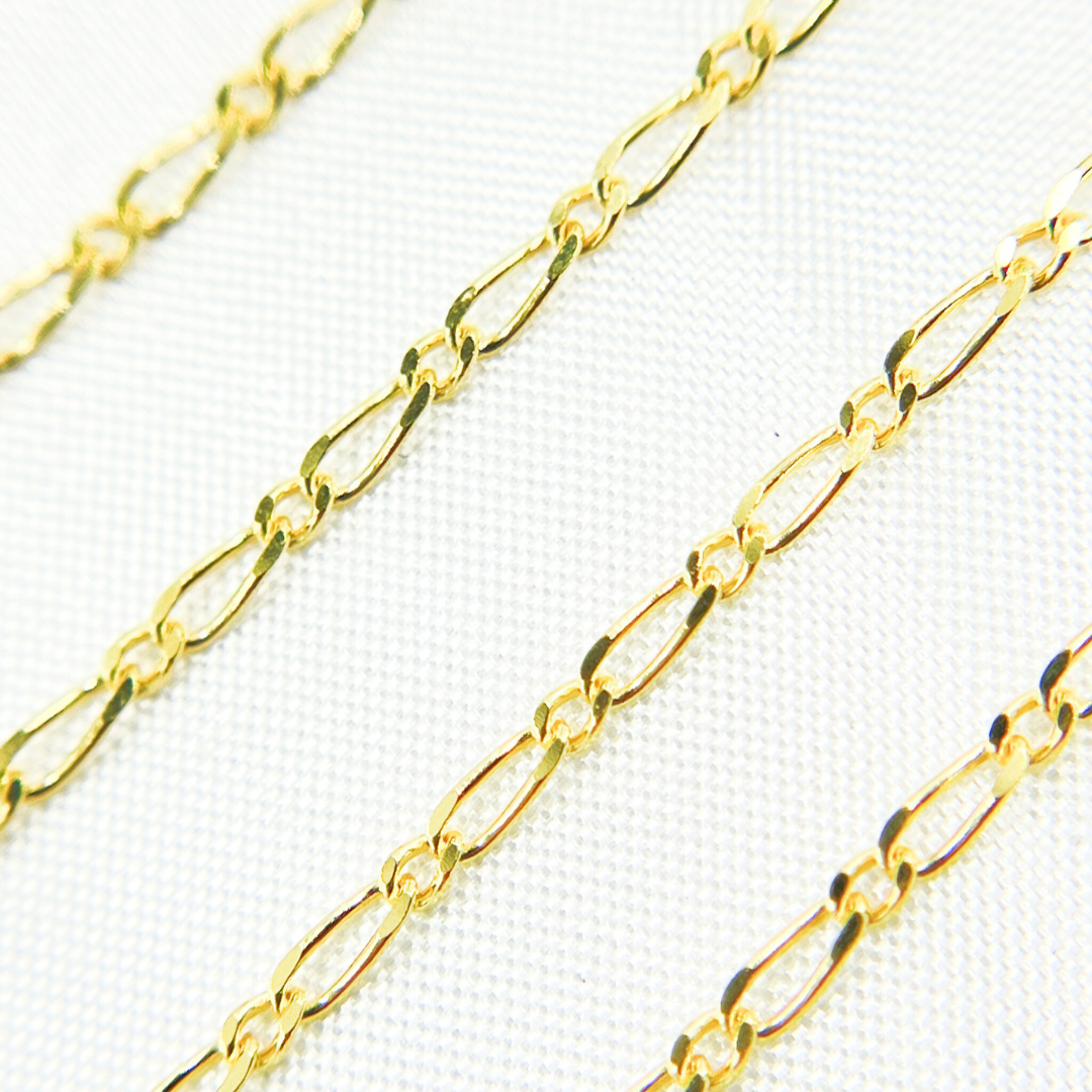 14k Solid Yellow Gold Short & Long Link Chain by Foot
