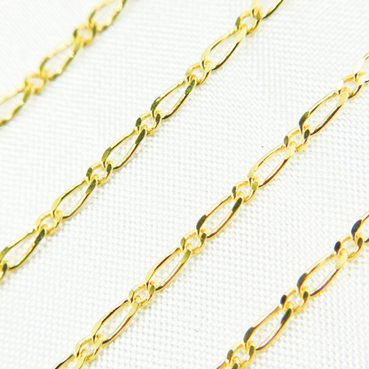 14k Solid Yellow Gold Short & Long Link Chain by Foot