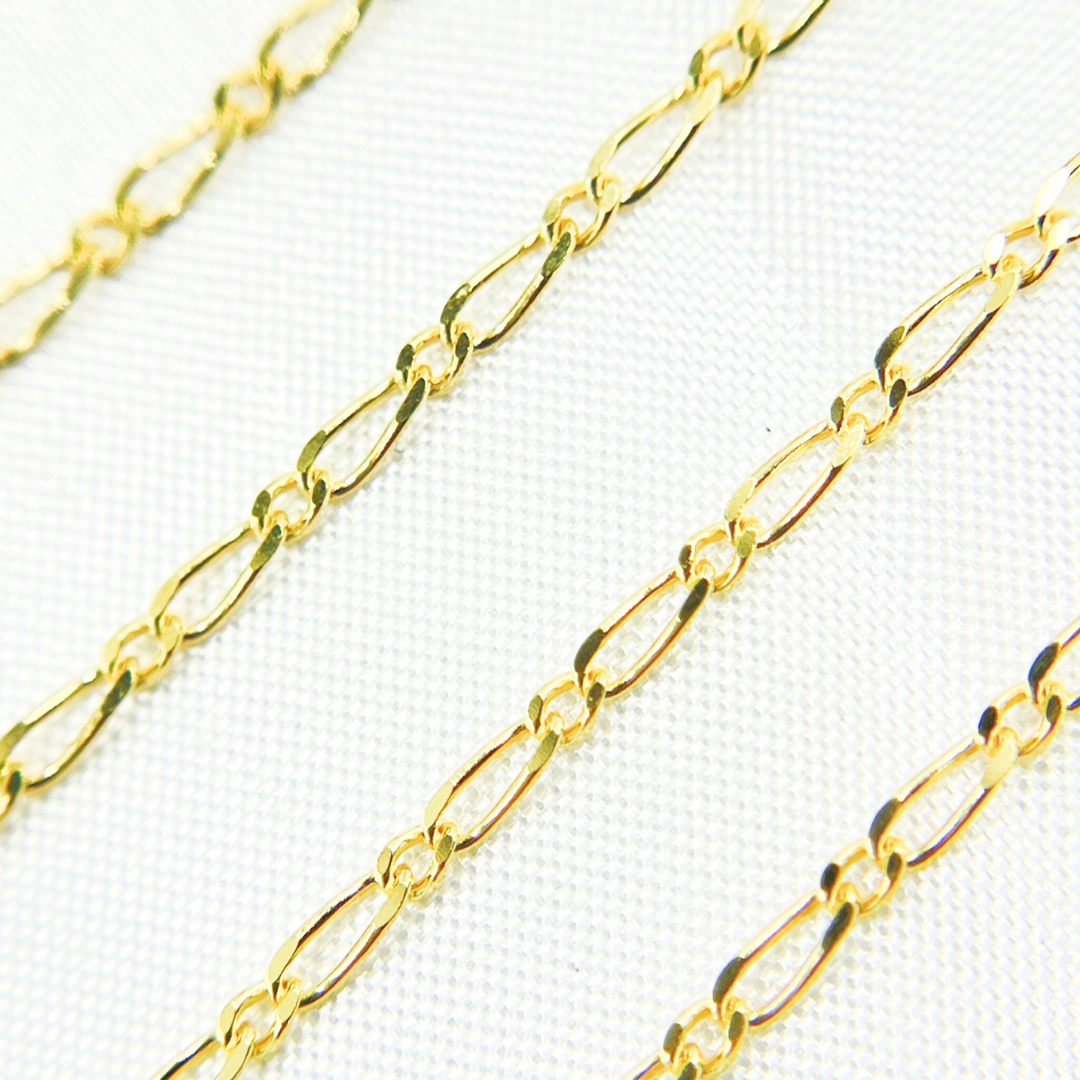 040GA1T2BYFT. 14k Solid Yellow Gold Short & Long Link Chain by Foot