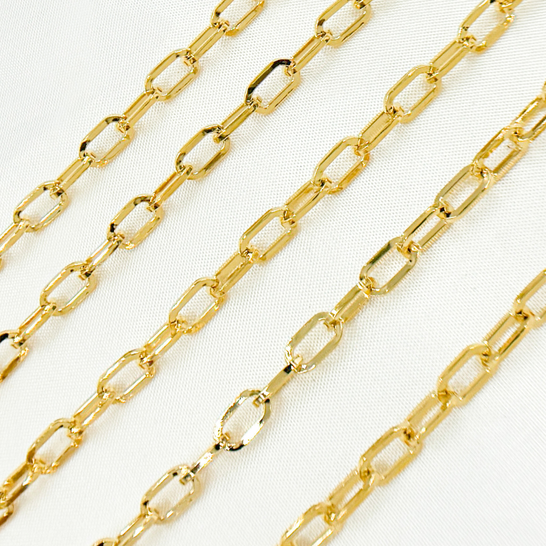 V151GP. Gold Plated 925 Sterling Silver Diamond Cut Cable Link Chain