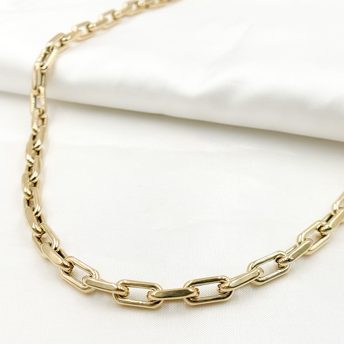 14K Solid Hollow Gold Smooth Paperclip Chain