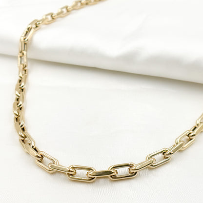 14K Solid Hollow Gold Smooth Paperclip Chain