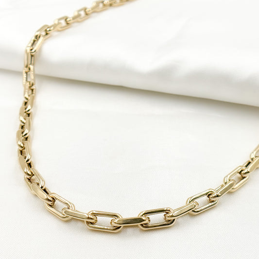 14K Solid Hollow Gold Smooth Paperclip Chain