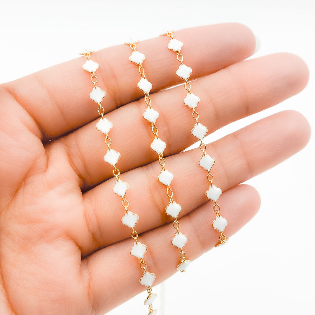 V315ENGF. 14K Gold Filled Enamel Clover Link Chains