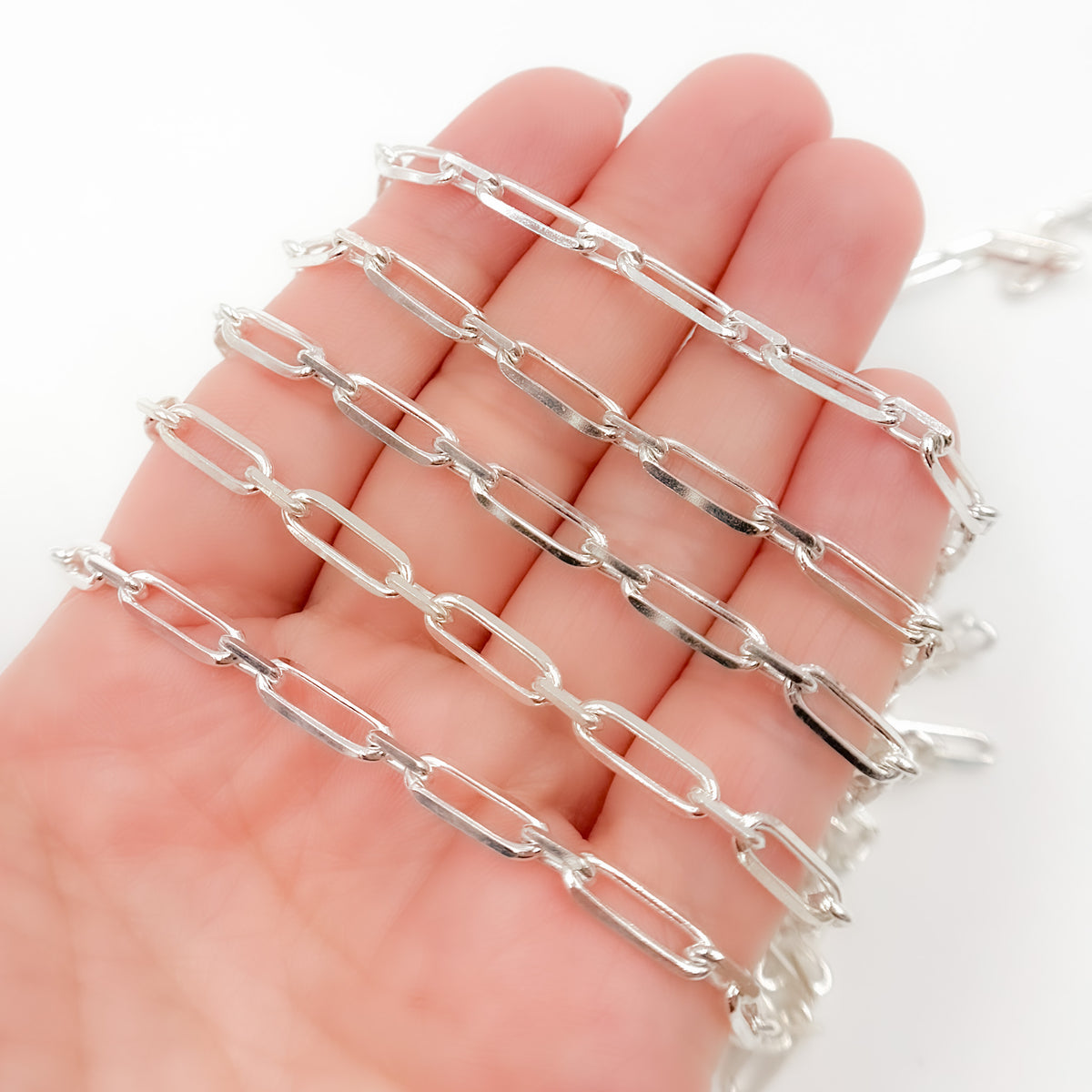 Sterling Silver Diamond Cut Paperclip Chain