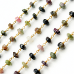 Load image into Gallery viewer, Multi Tourmaline Gold Plated Wire Chain. MTO5
