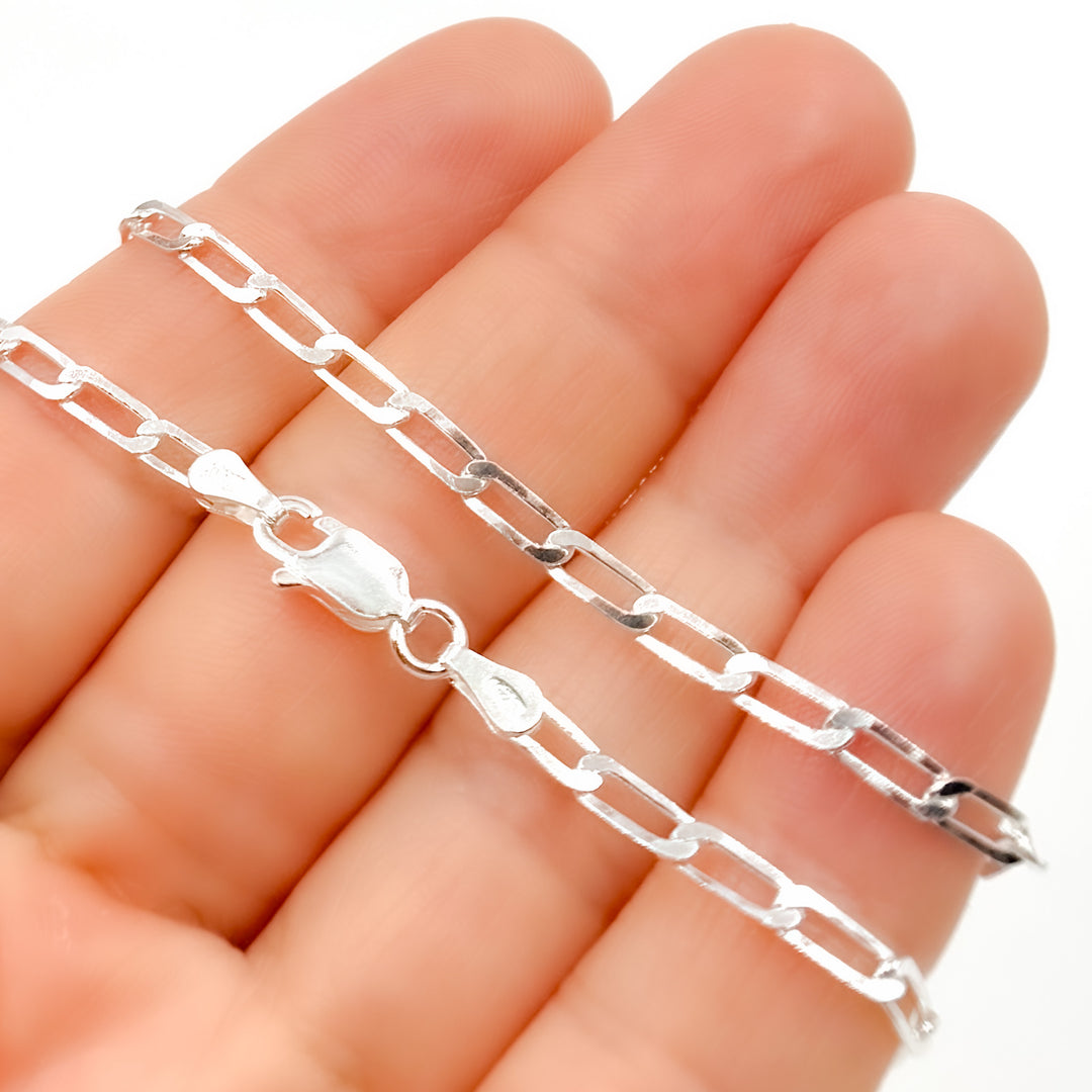 Sterling Silver Flat Paperclip Necklace