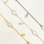 Load image into Gallery viewer, CZ34. Tear Drop Shape Dangle &amp; Oval Connector Cubic Zirconia Chain