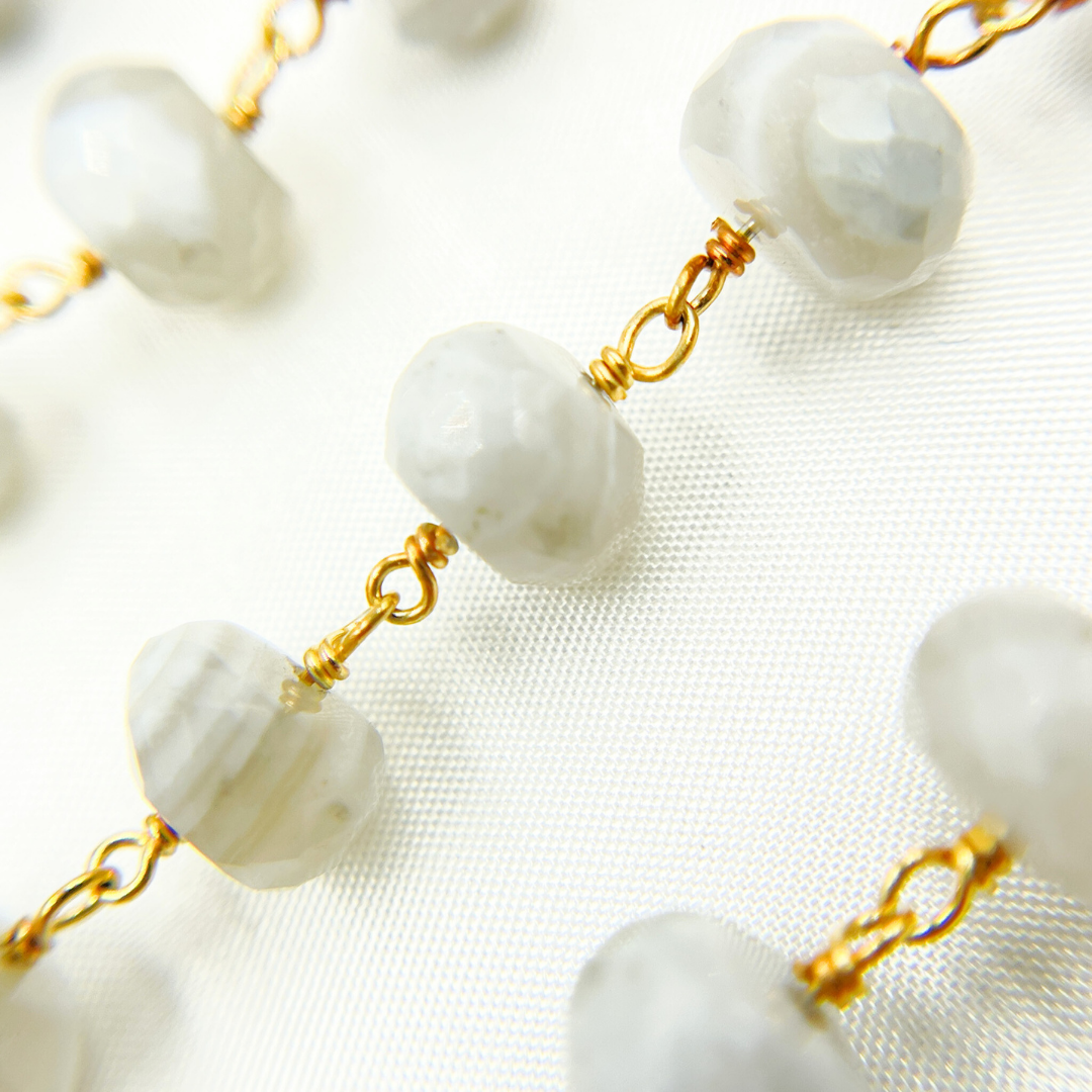 Blue Lace Agate Gold Plated Wire Chain.