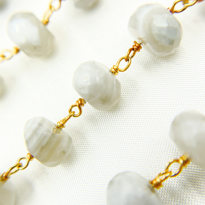 Blue Lace Agate Gold Plated Wire Chain.