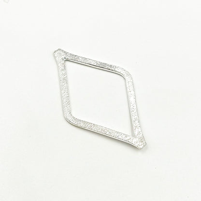 35MM White Sterling Silver Brushed Diamond Connector