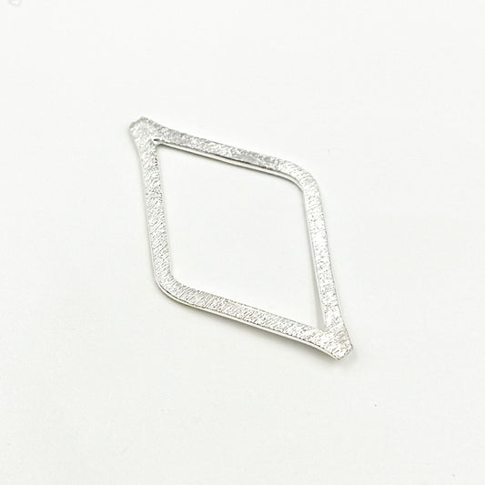 35MM White Sterling Silver Brushed Diamond Connector