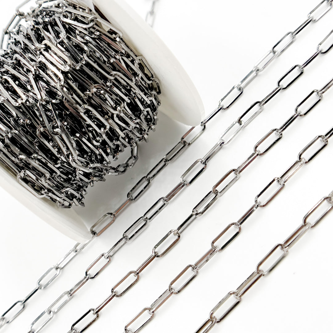 V11BR. Oxidized Sterling Silver Paperclip Chain