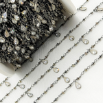 Load image into Gallery viewer, Pyrite &amp; CZ Dangle Oxidized Wire Chain. PYR5
