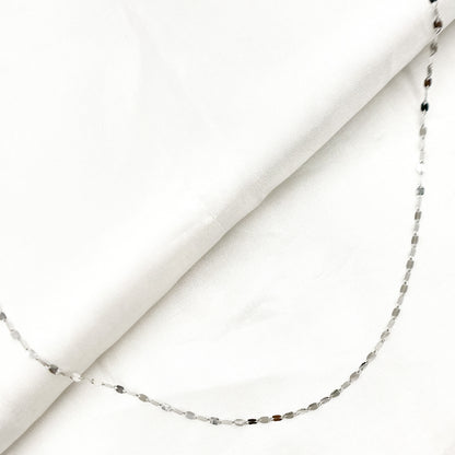 14K Solid White Gold Flat Marina Chain