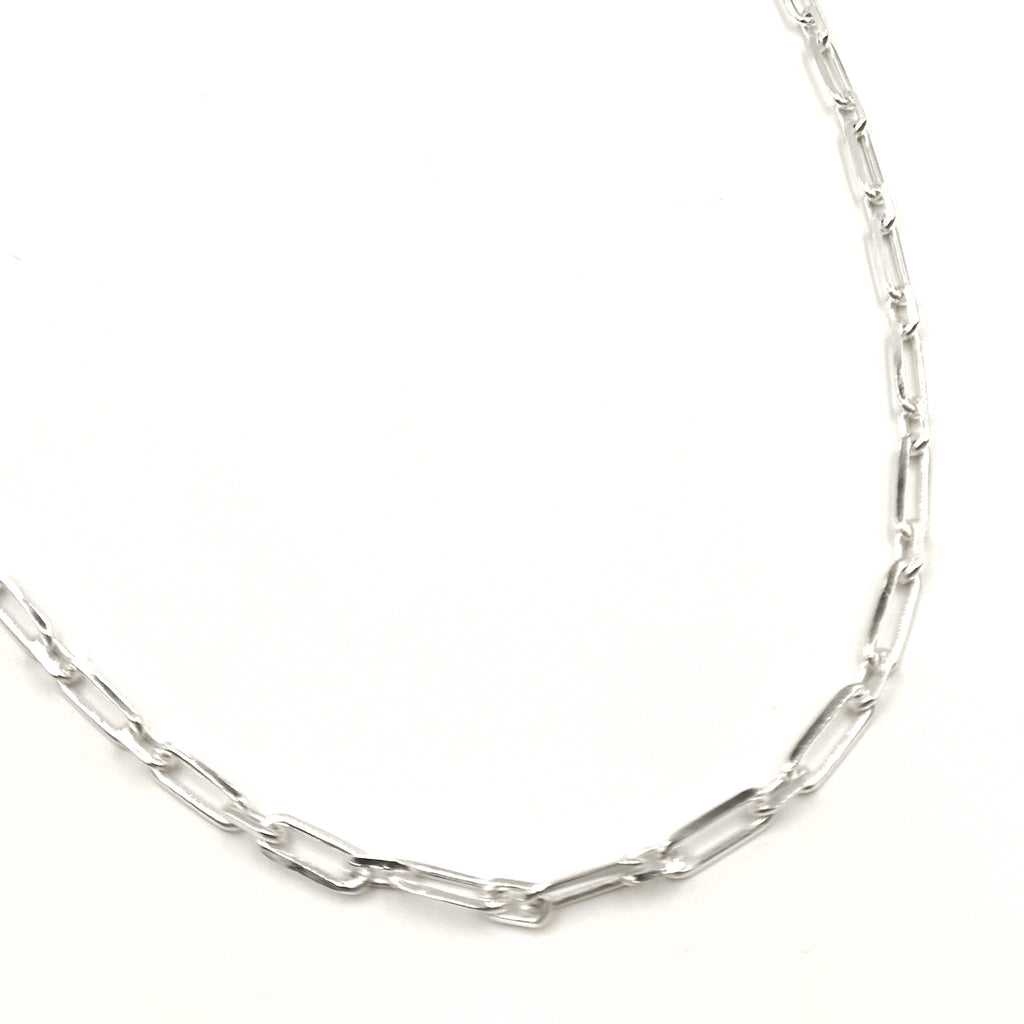 Z47SSN. Sterling Silver Flat Long and Short Links Necklace
