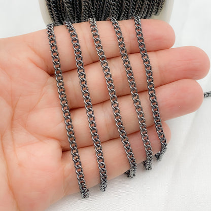 Oxidized Sterling Silver Curb Chain