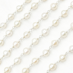 Load image into Gallery viewer, PRL57. White Pearl Round 925 Sterling Silver Wire Chain
