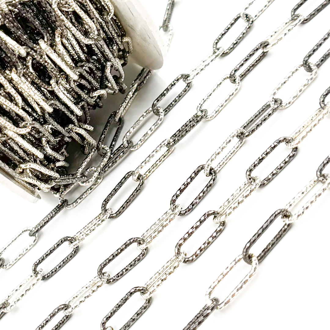 Sterling Silver Diamond Cut Paperclip Chain