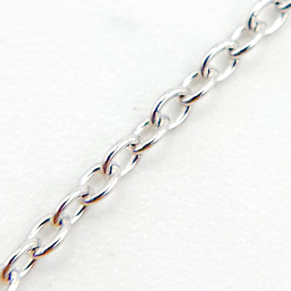 14K Solid White Gold Cable 16 Inch Chain with Extender