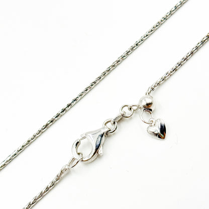 TRE005. 14k Solid White Gold Wheat Chain