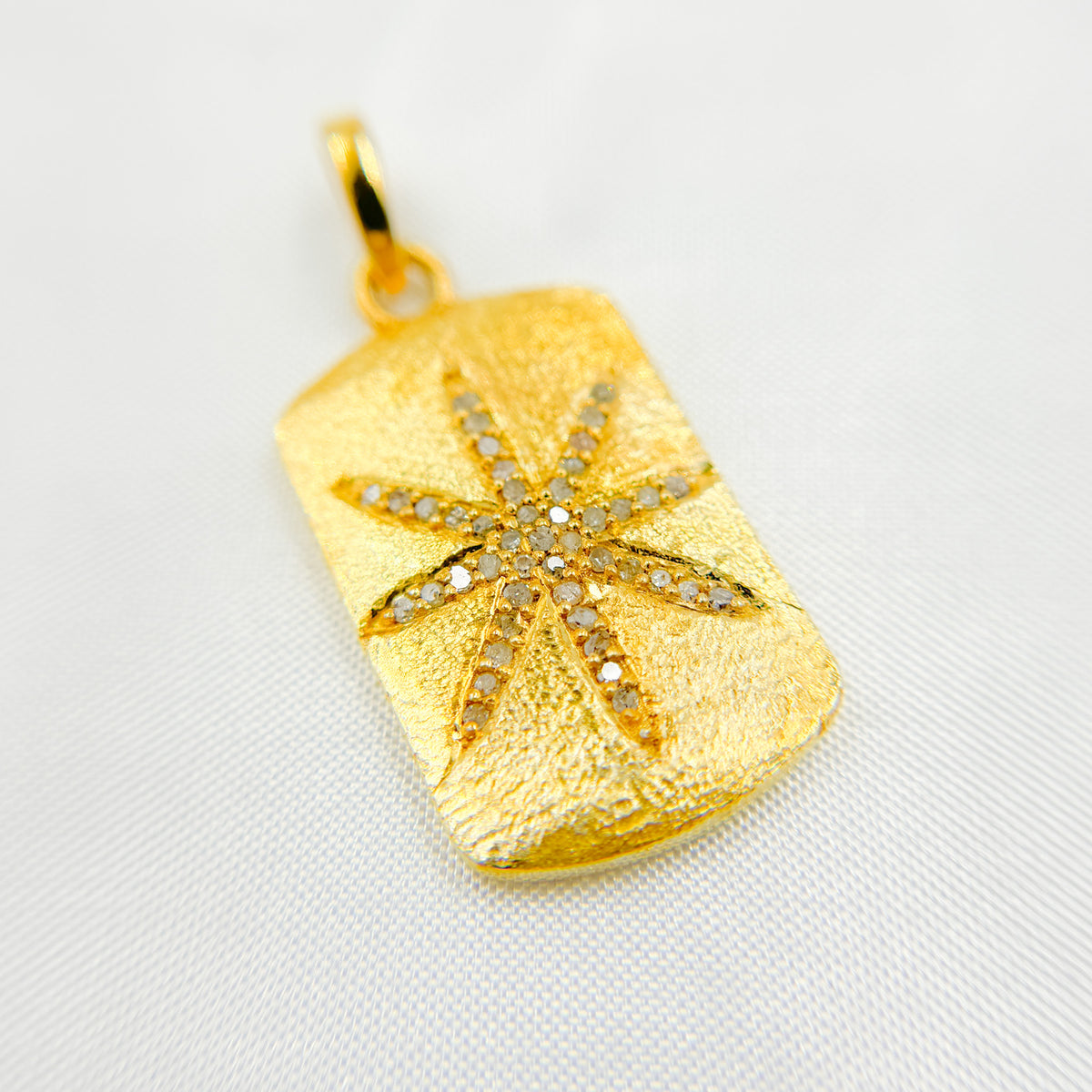 Diamond & Sterling Silver Rectangle Star Pendant