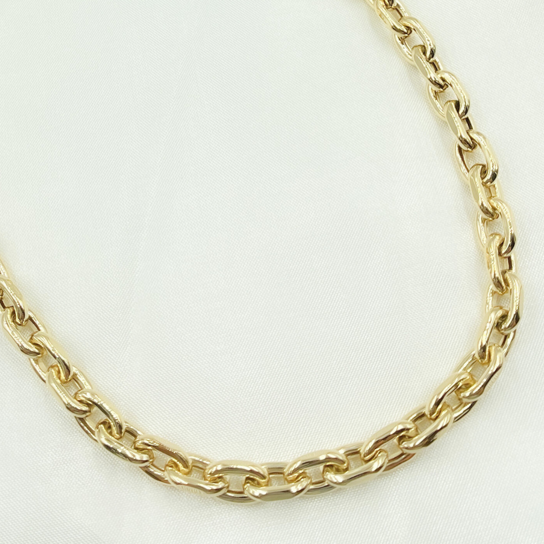 605003G. 14K Yellow Hollow Gold Smooth Oval Link Chain