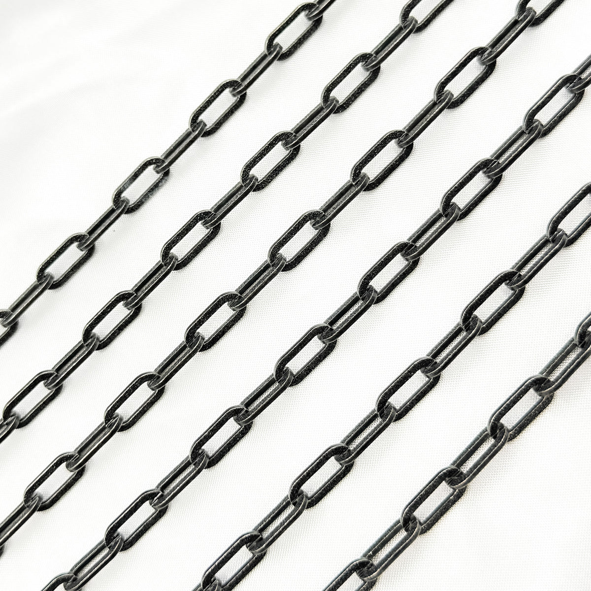 Black Rhodium Matt Sterling Silver Flat Paperclip Chain