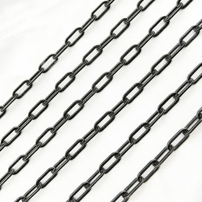 Black Rhodium Matt Sterling Silver Flat Paperclip Chain